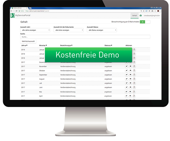 MyServicePortal Demo-Zugang MyServicePortal.gehalt– Digitale Gehaltsabrechnung: Zugang zur Demo